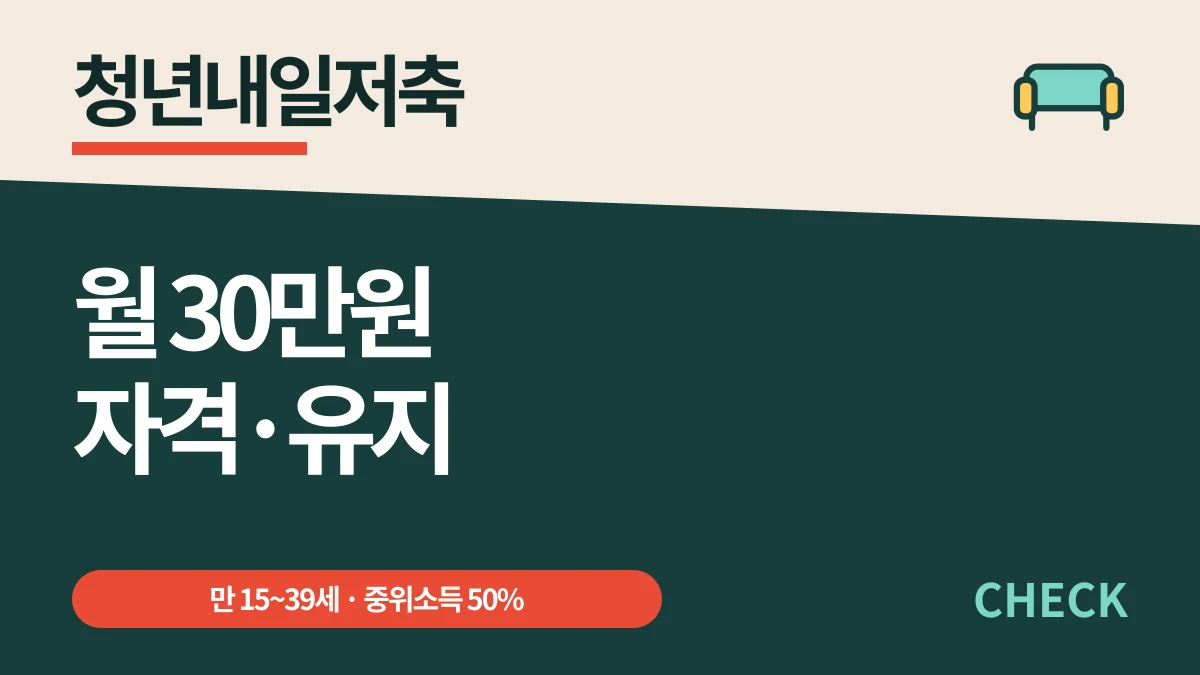 청년내일저축계좌 월 30만원, 연령·소득·유지조건 대표 이미지
