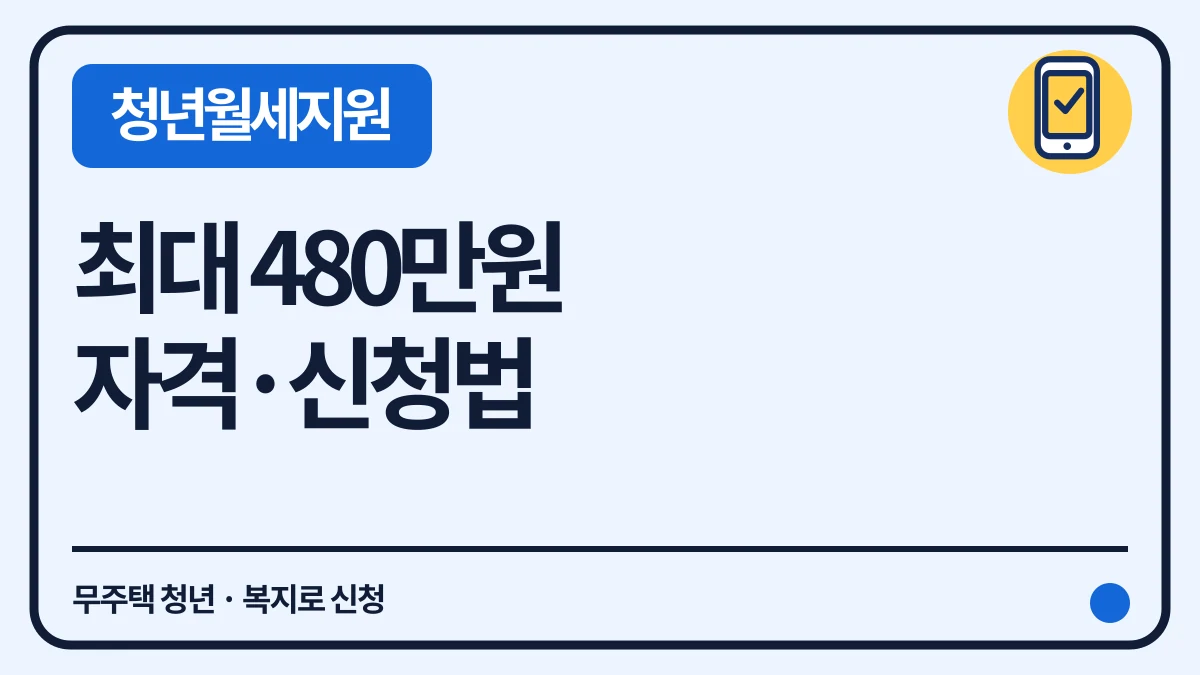 청년월세 특별지원 최대 480만원, 자격과 신청 방법 대표 이미지