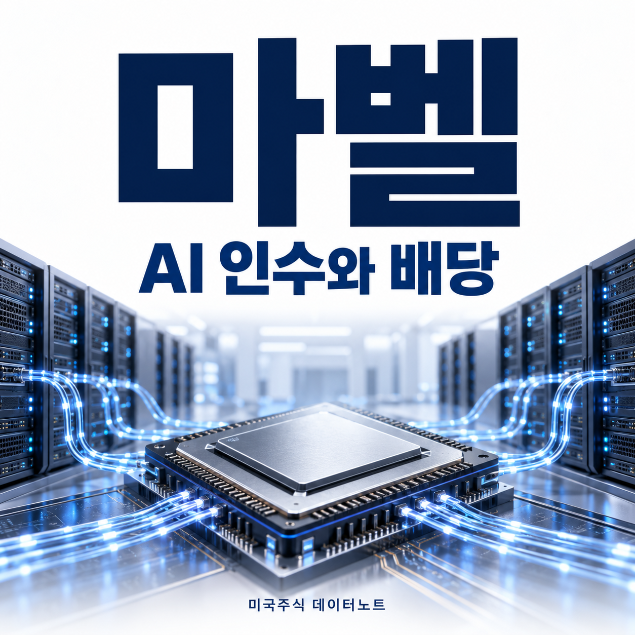 마벨의 AI 반도체 인수와 배당·자금 조달을 표현한 정사각형 일러스트 썸네일
